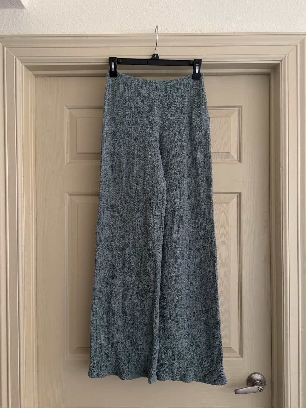Zara Blue Textured Wide Leg Pants